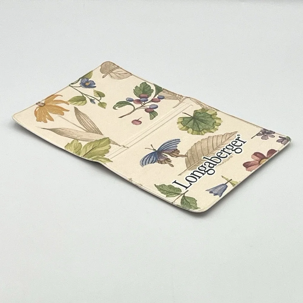 Longaberger Botanical Fields Notepad Holder Memo Pad Cover Floral Butterfly